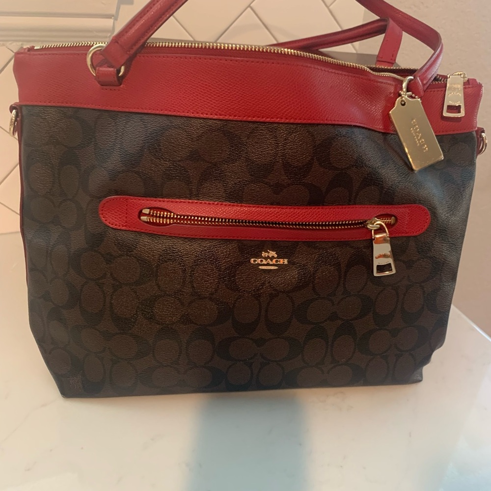 Red and black coach purse $45